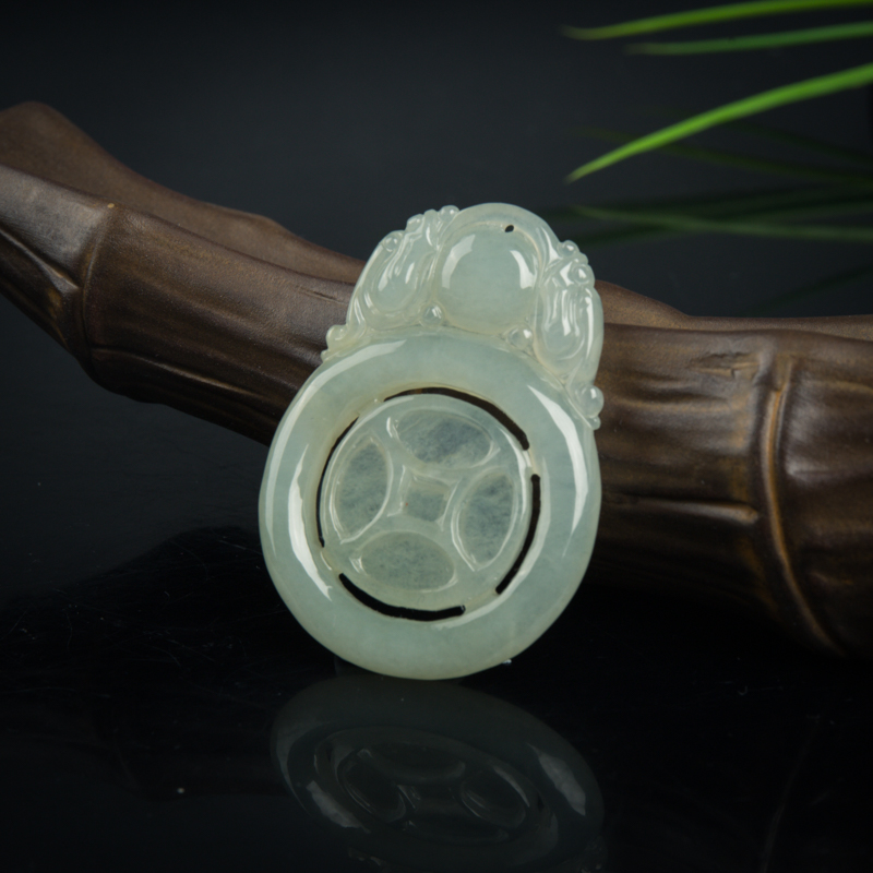 糯种天然缅甸翡翠福禄寿吊坠-红掌柜