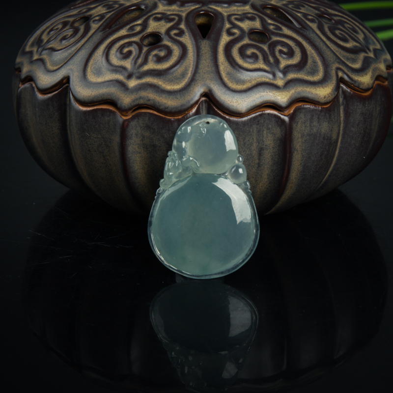 糯冰种翡翠福禄寿吊坠-红掌柜