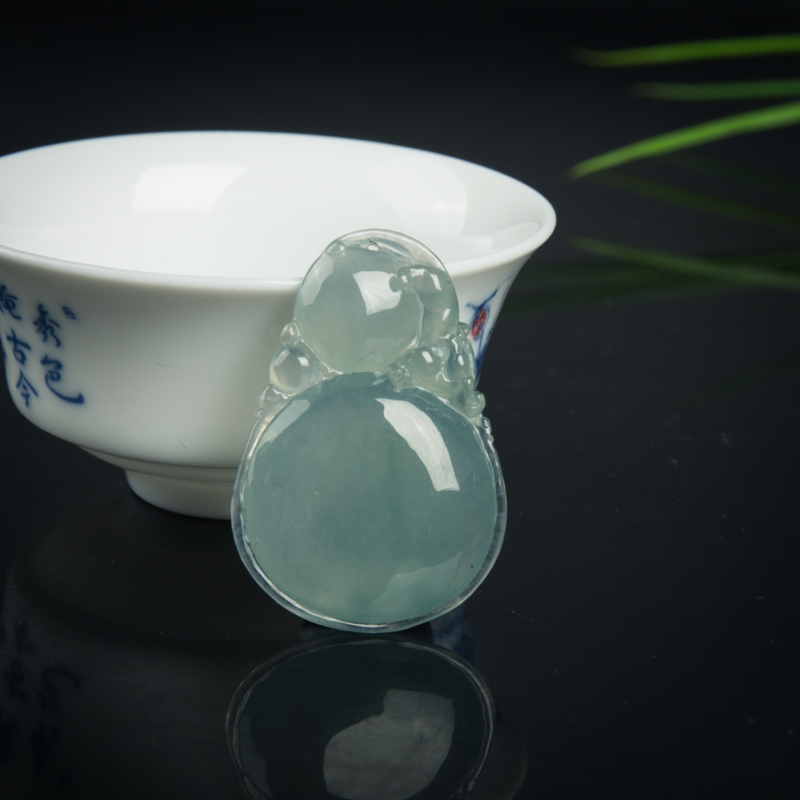 缅甸糯冰种飘花翡翠福禄寿吊坠-红掌柜