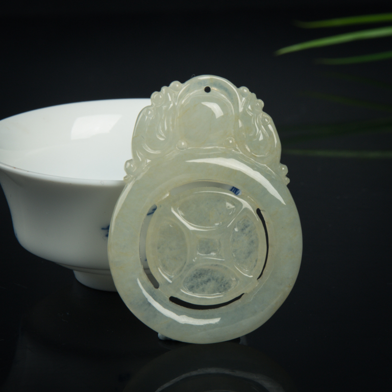 缅甸天然糯冰种翡翠福禄寿吊坠-红掌柜