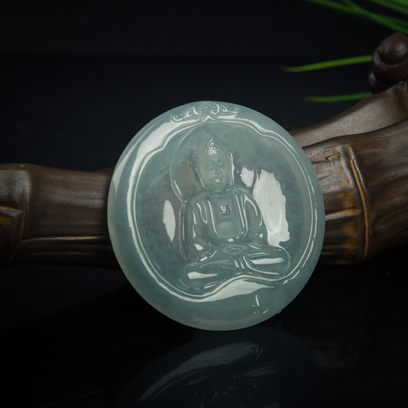 天然缅甸翡翠大日如来吊坠-红掌柜