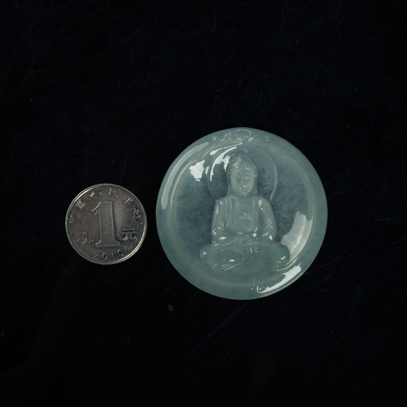 糯冰种翡翠大日如来吊坠-红掌柜