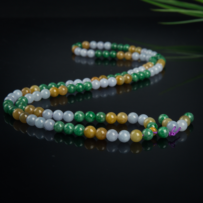 6.9mm糯种天然翡翠多圈手串-红掌柜