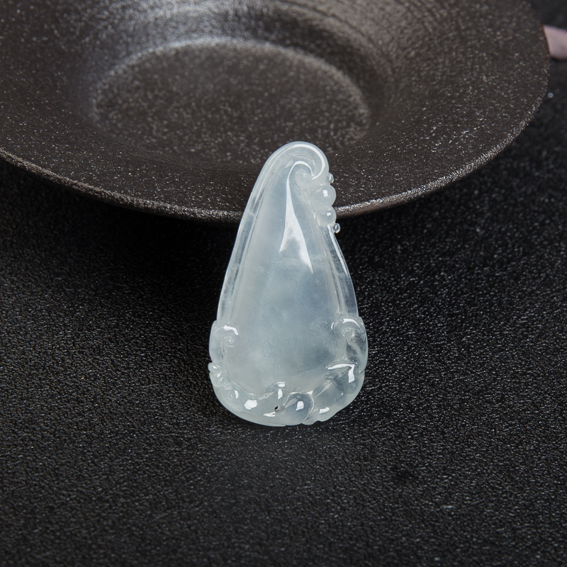 糯冰种翡翠福寿吊坠-红掌柜