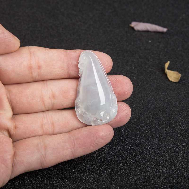 天然糯冰种翡翠福寿吊坠-红掌柜