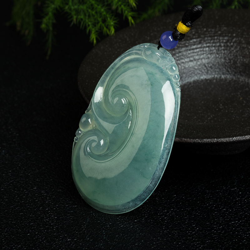 天然缅甸糯冰种飘花翡翠吊坠-红掌柜