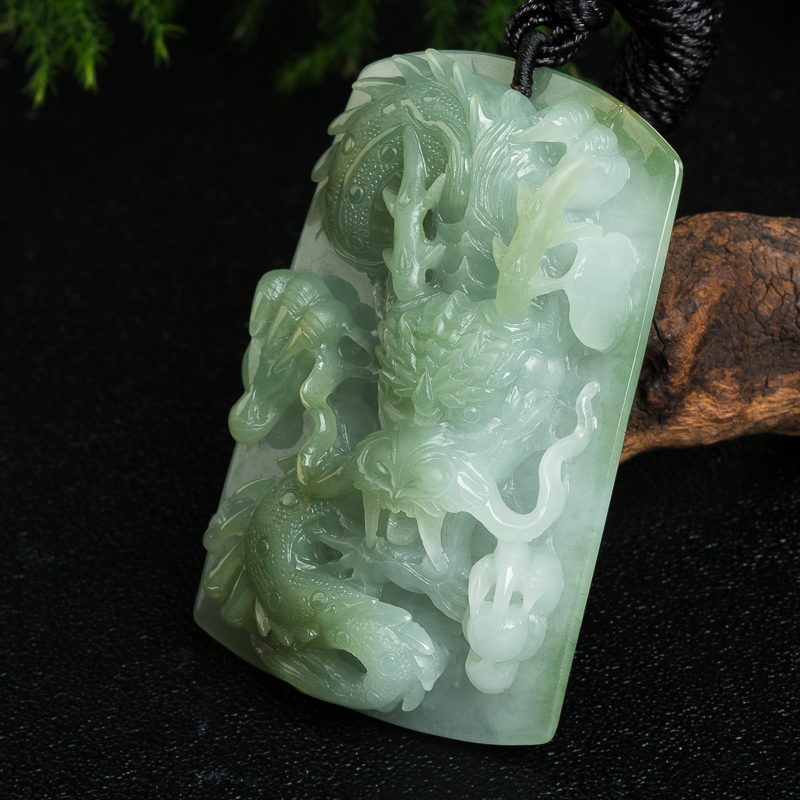 天然缅甸糯种俏色翡翠辰龙两用款-红掌柜