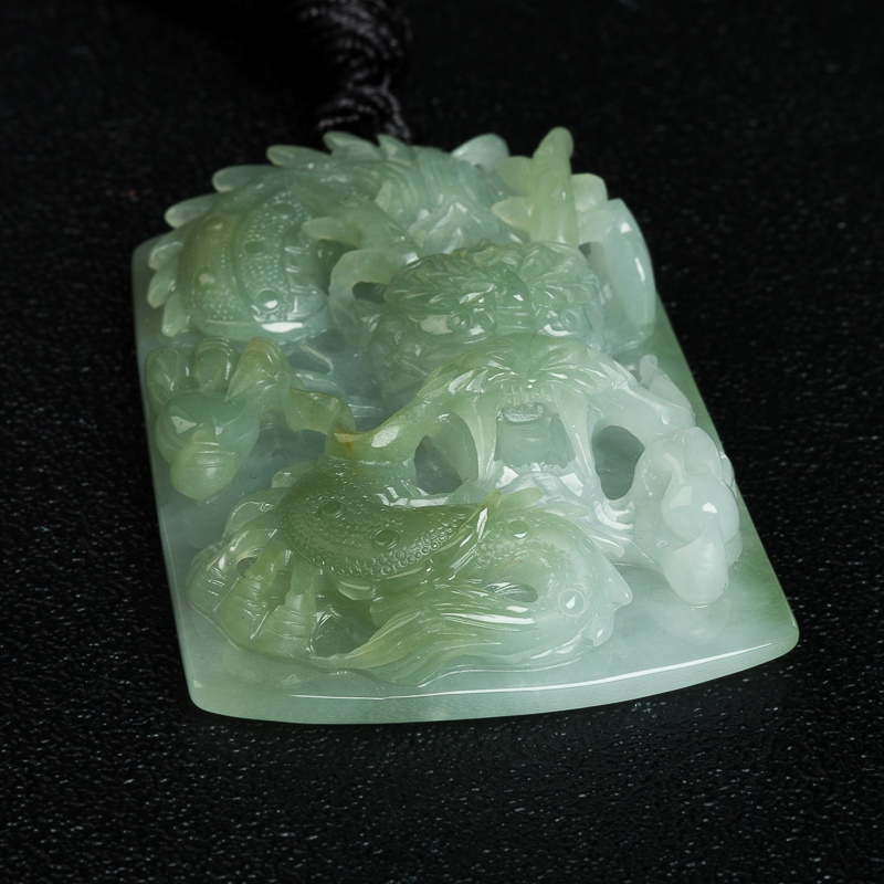 缅甸糯种俏色翡翠辰龙把件吊坠两用款-红掌柜