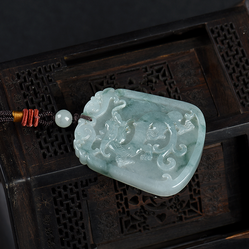 天然翡翠龙凤呈祥吊坠-红掌柜