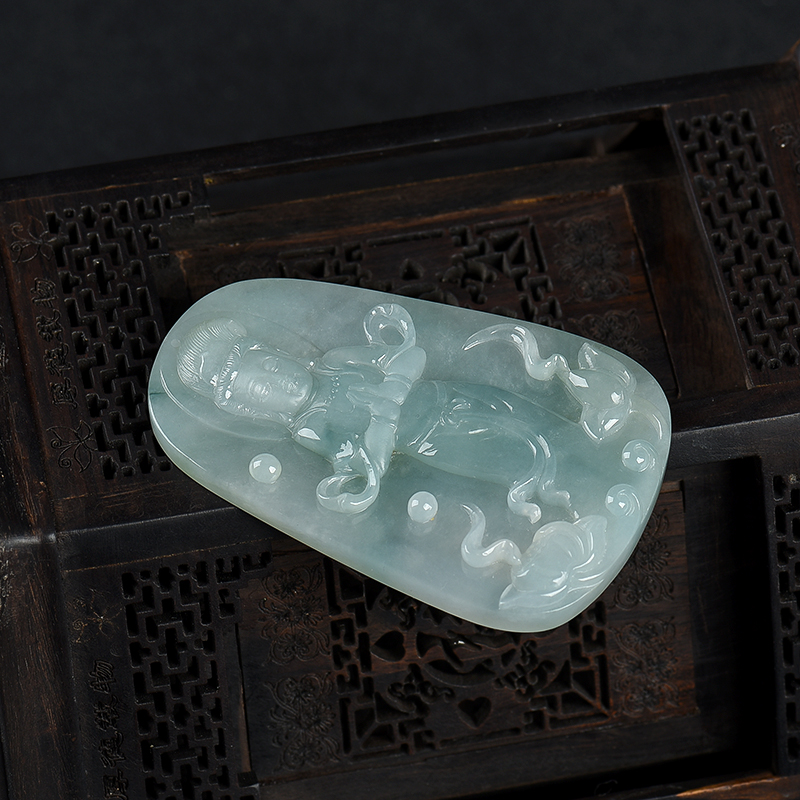 天然翡翠观音吊坠-红掌柜