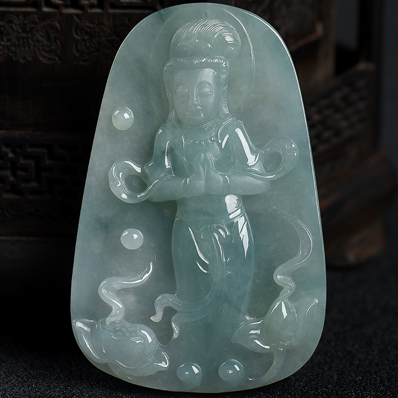 缅甸翡翠观音吊坠-红掌柜