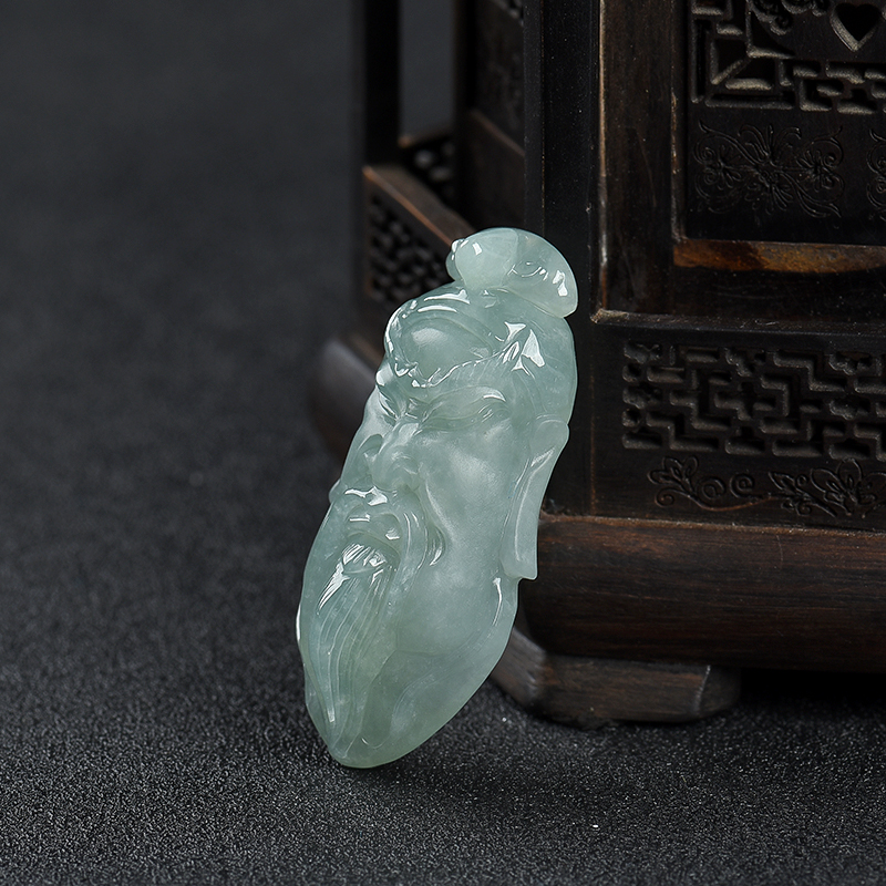 糯种翡翠关羽吊坠-红掌柜