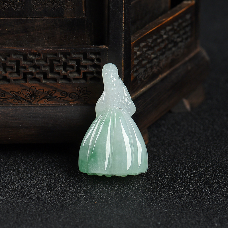 糯种飘翠翡翠莲蓬吊坠-红掌柜