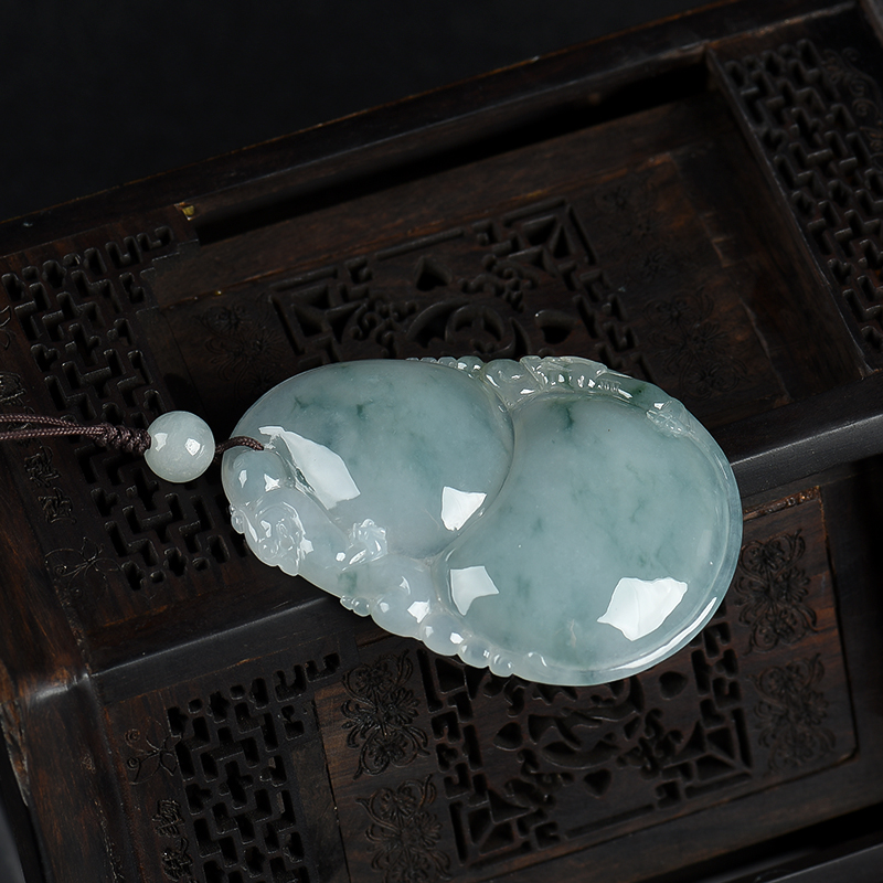 缅甸天然糯种翡翠葫芦吊坠-红掌柜