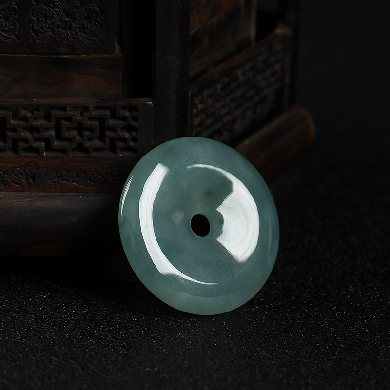 天然糯种飘花翡翠平安扣吊坠-红掌柜