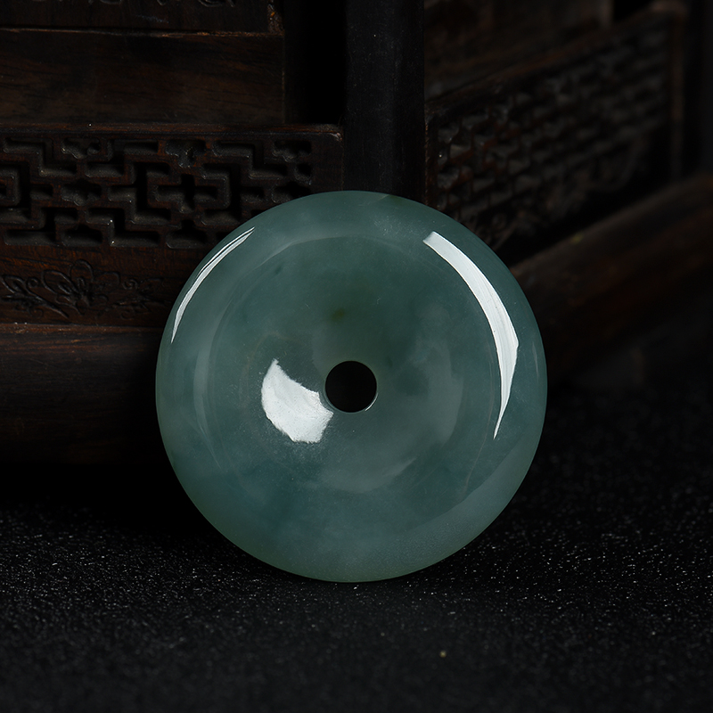 缅甸天然糯种飘花翡翠吊坠-红掌柜