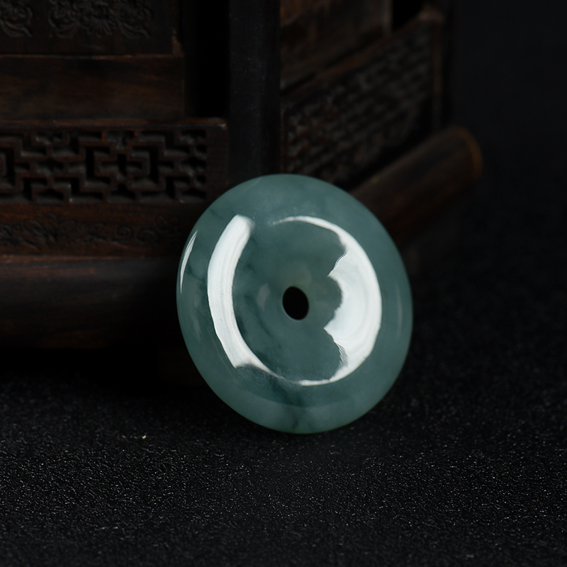 天然糯种飘花翡翠平安扣吊坠-红掌柜