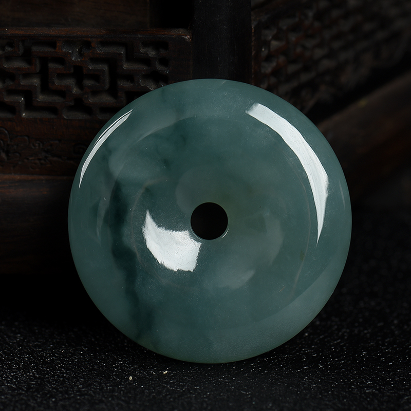 缅甸天然糯种飘花翡翠吊坠-红掌柜