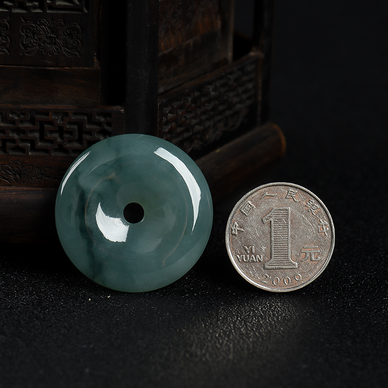 糯种飘花翡翠平安扣吊坠-红掌柜