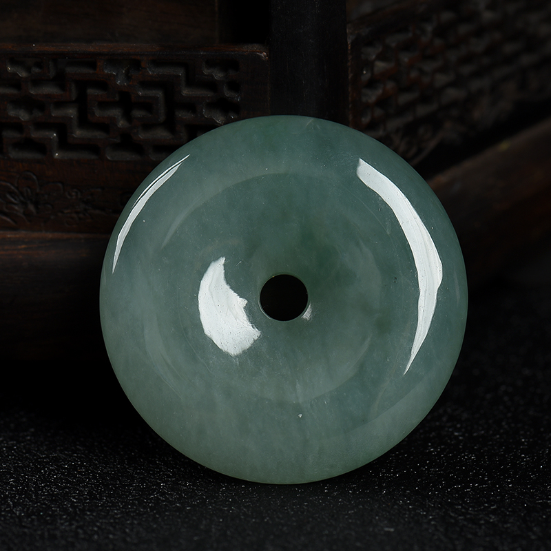 缅甸天然糯种深绿翡翠吊坠-红掌柜