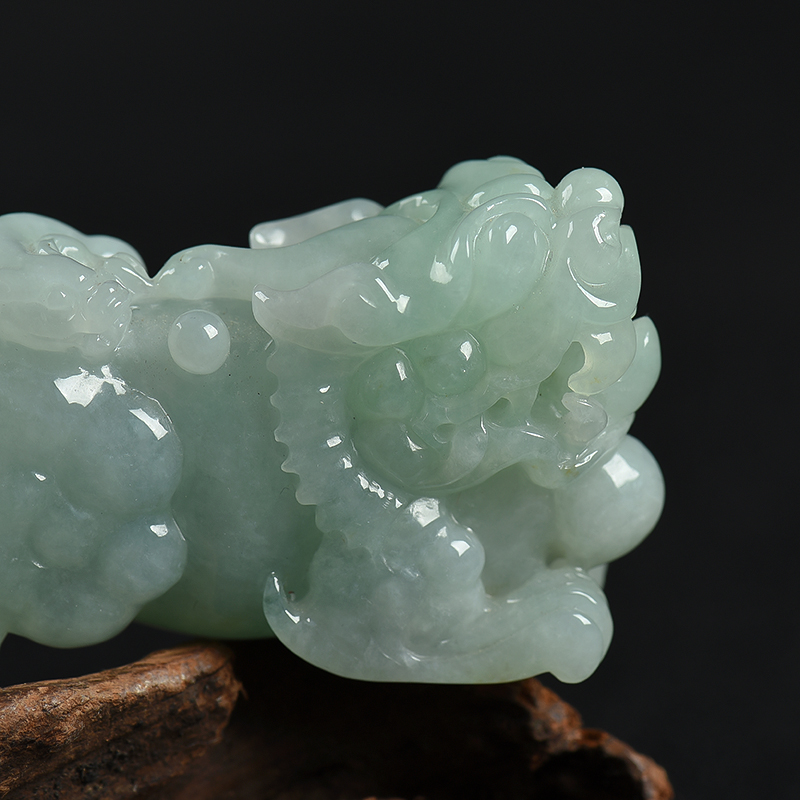 缅甸天然糯种翡翠貔貅吊坠-红掌柜