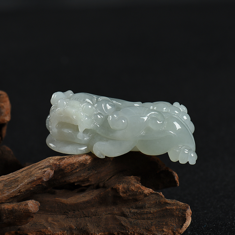 缅甸糯种翡翠貔貅吊坠-红掌柜