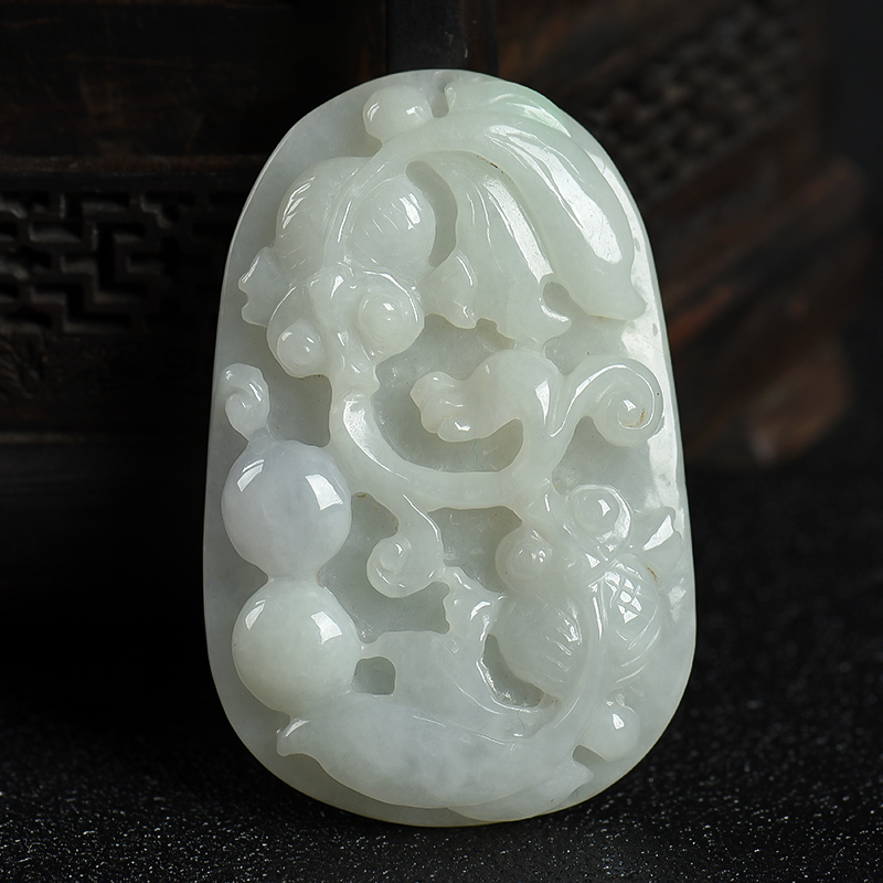 糯种翡翠金玉满堂吊坠-红掌柜