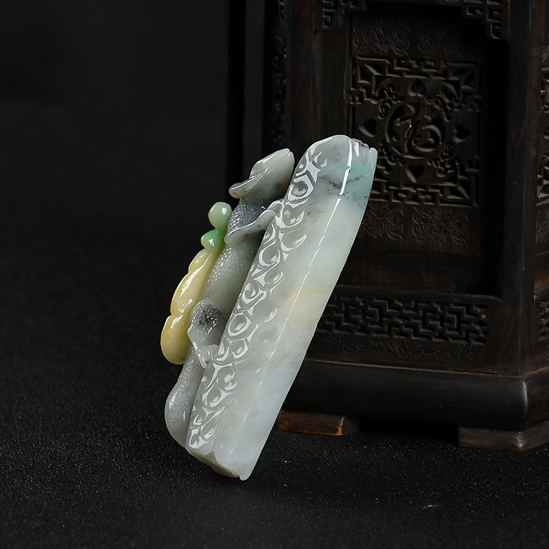缅甸糯种俏色翡翠希望吊坠-红掌柜