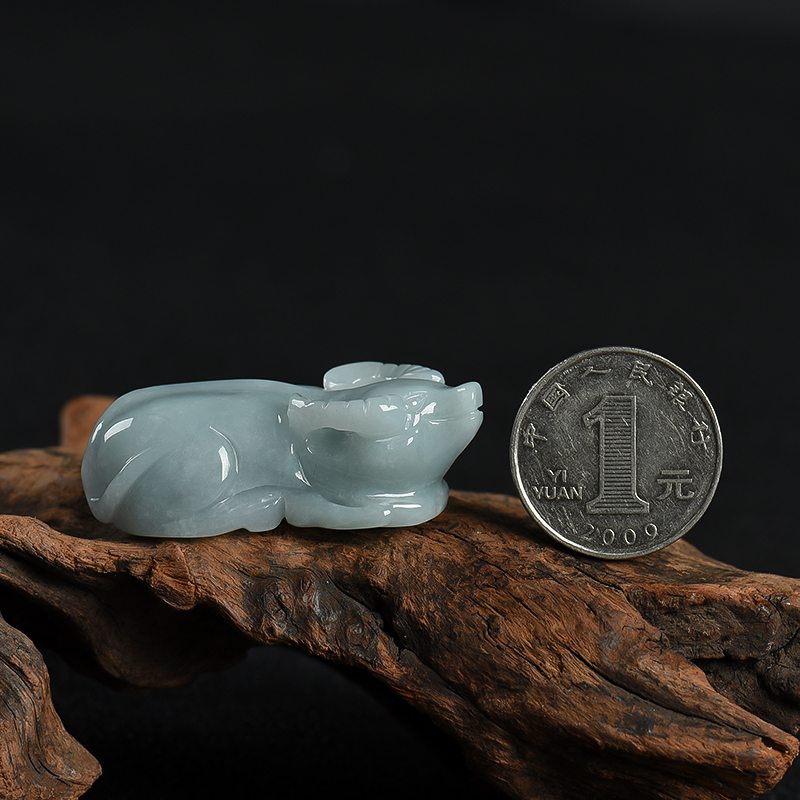 缅甸糯种灰绿翡翠吊坠-红掌柜