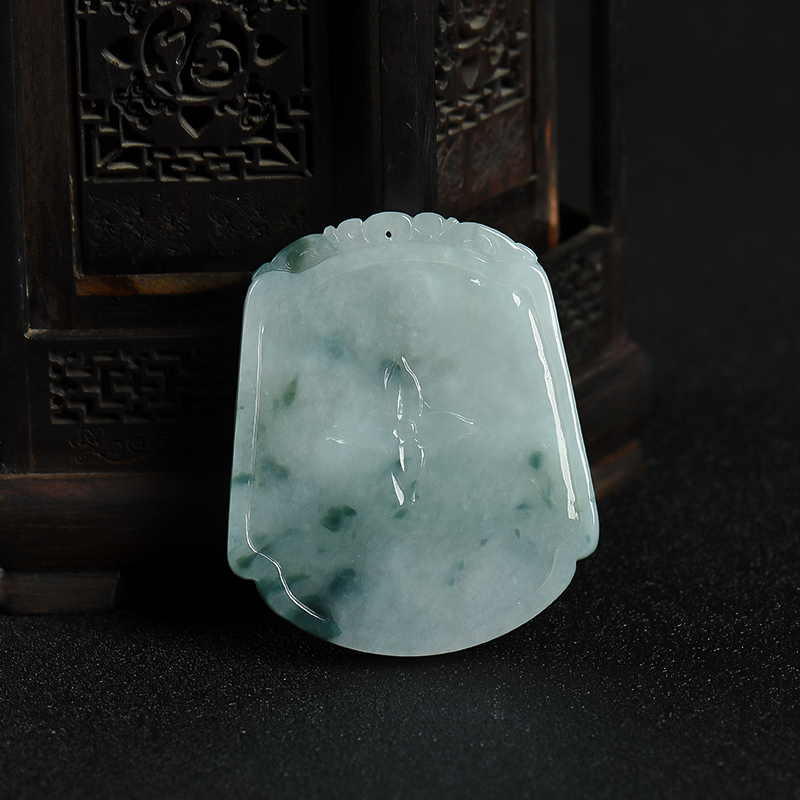 缅甸天然飘花翡翠一马平川吊坠-红掌柜