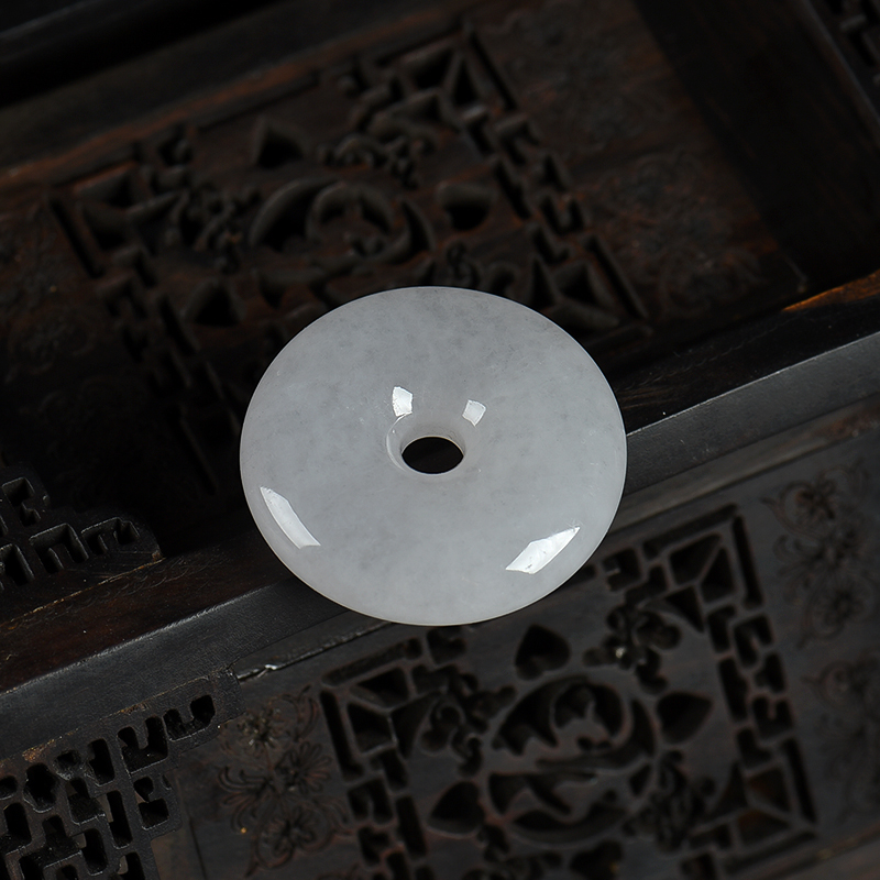 缅甸天然糯种翡翠平安扣吊坠-红掌柜