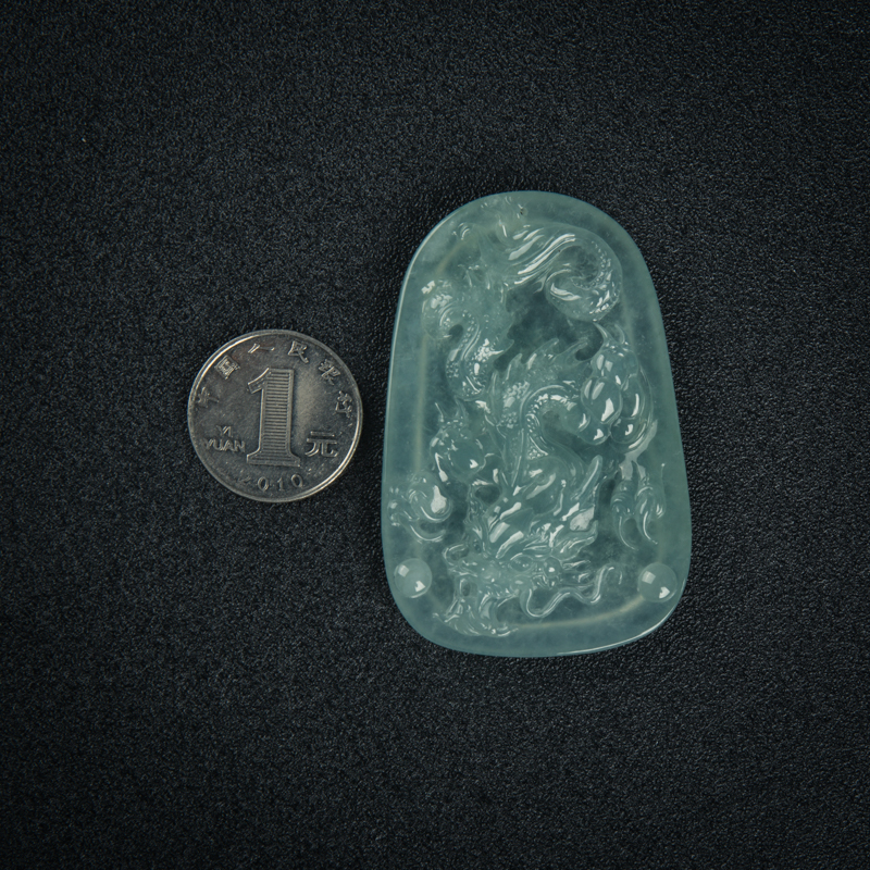 糯冰种淡晴水翡翠辰龙吊坠-红掌柜