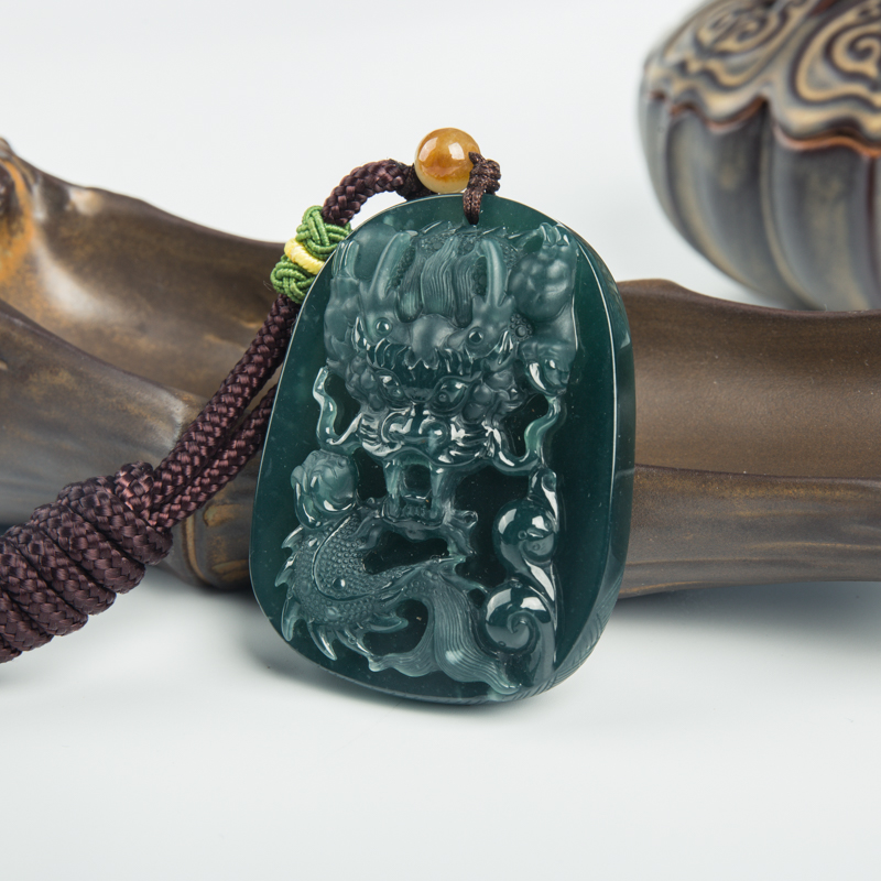 糯冰种蓝水翡翠吊坠-红掌柜