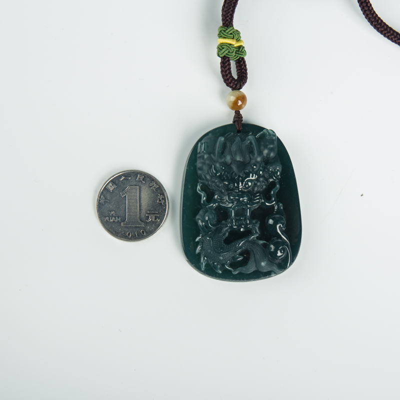 糯冰种蓝水翡翠辰龙吊坠-红掌柜