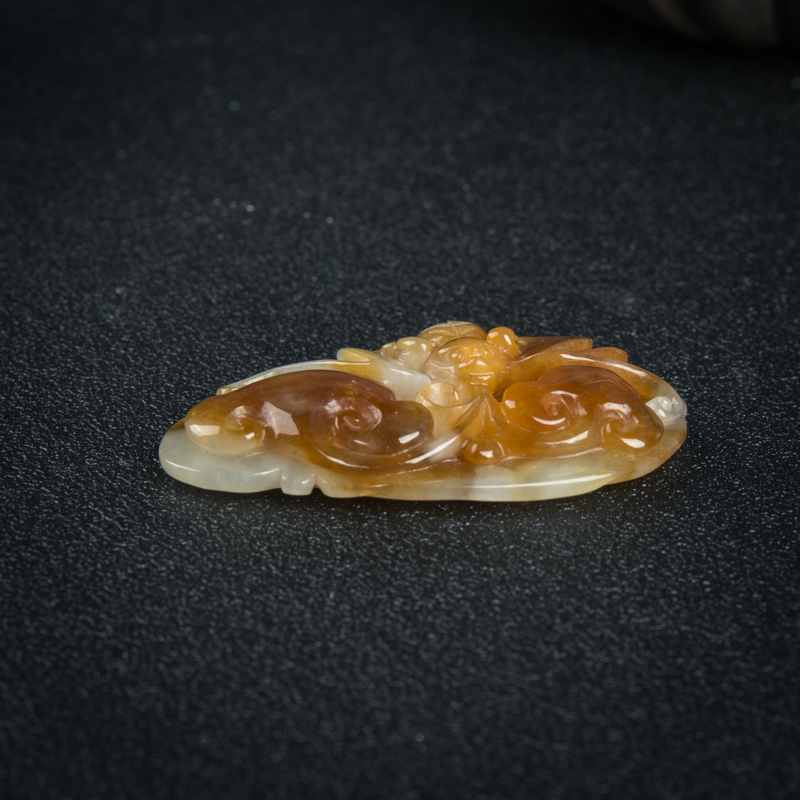 糯种天然黄翡福在眼前吊坠-红掌柜