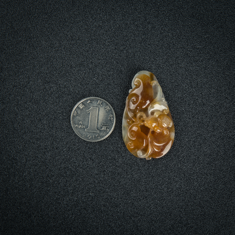 糯种黄翡福在眼前吊坠-红掌柜