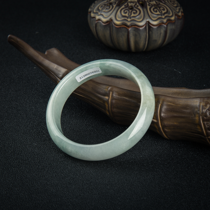 65mm豆种飘花翡翠平安手镯-红掌柜