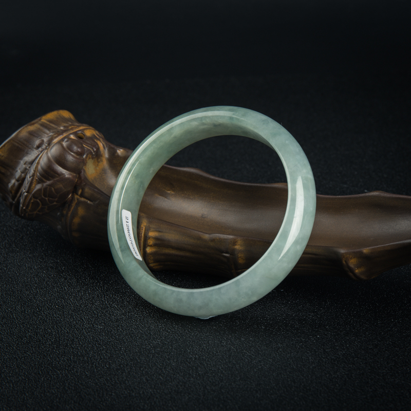 65mm豆种飘花翡翠平安手镯-红掌柜