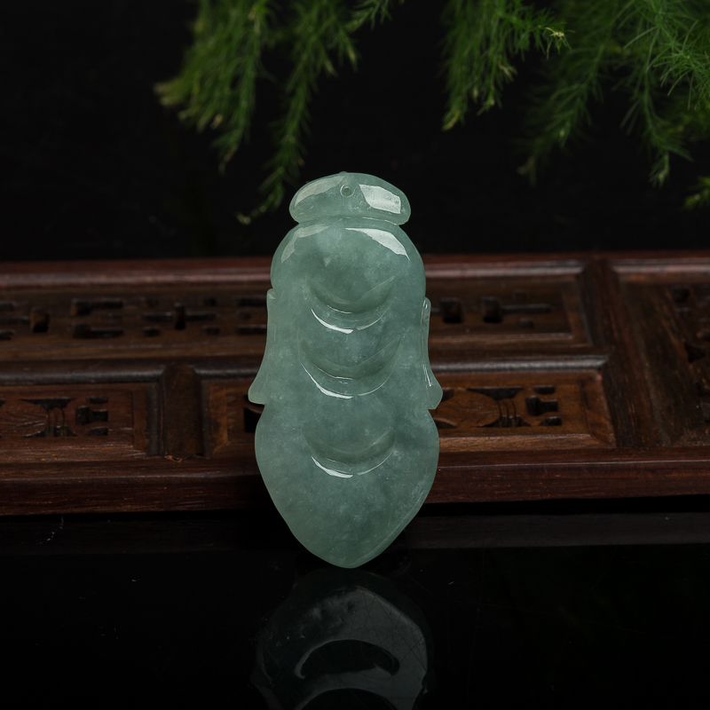 翡翠关羽吊坠-红掌柜
