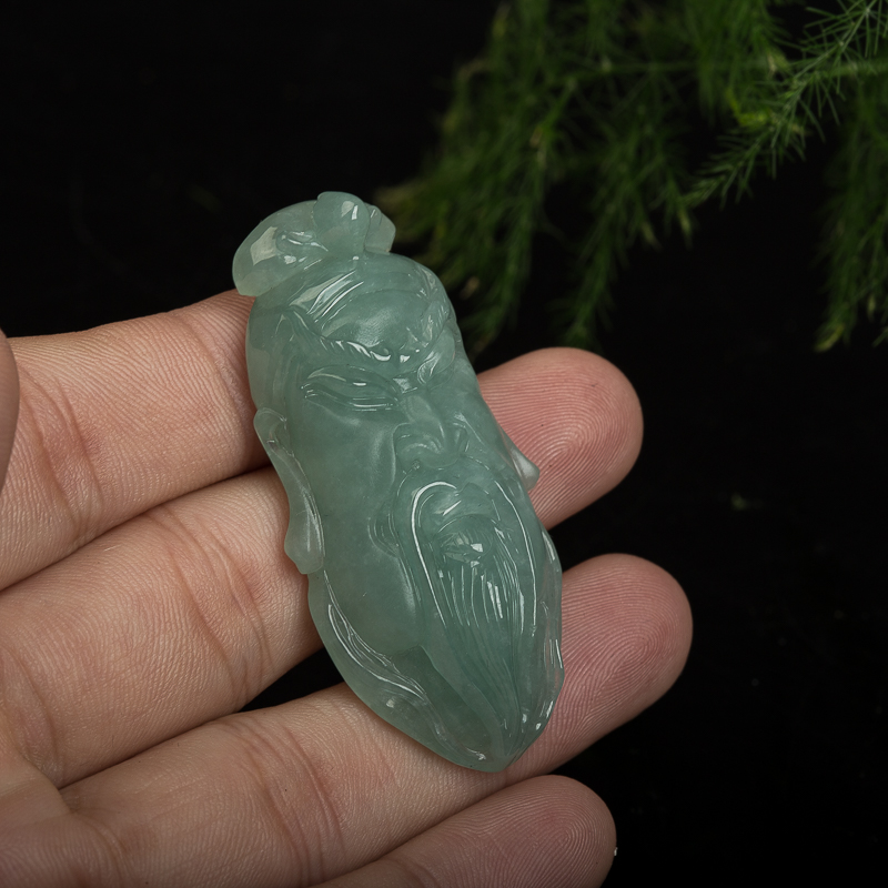 缅甸翡翠关羽吊坠-红掌柜