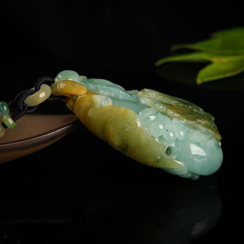 缅甸天然糯种翡翠国色天香吊坠-红掌柜