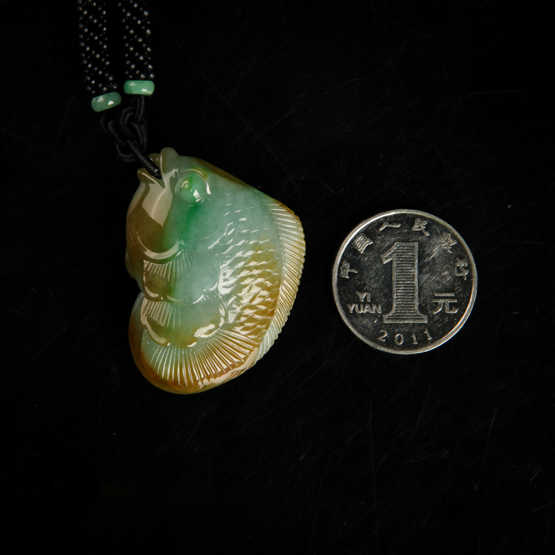 糯种俏色翡翠金玉满堂吊坠-红掌柜