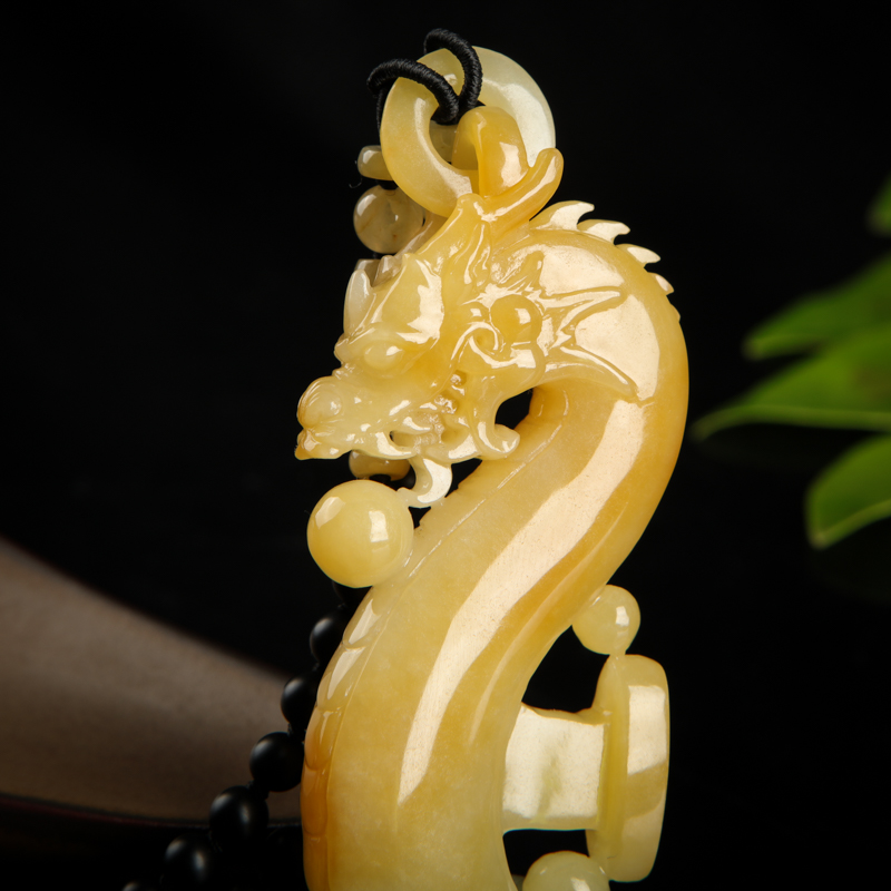 缅甸天然糯种黄翡吊坠-红掌柜