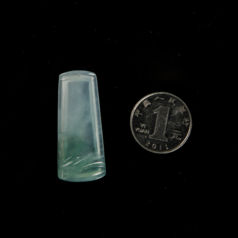 缅甸天然翡翠无事牌吊坠-红掌柜