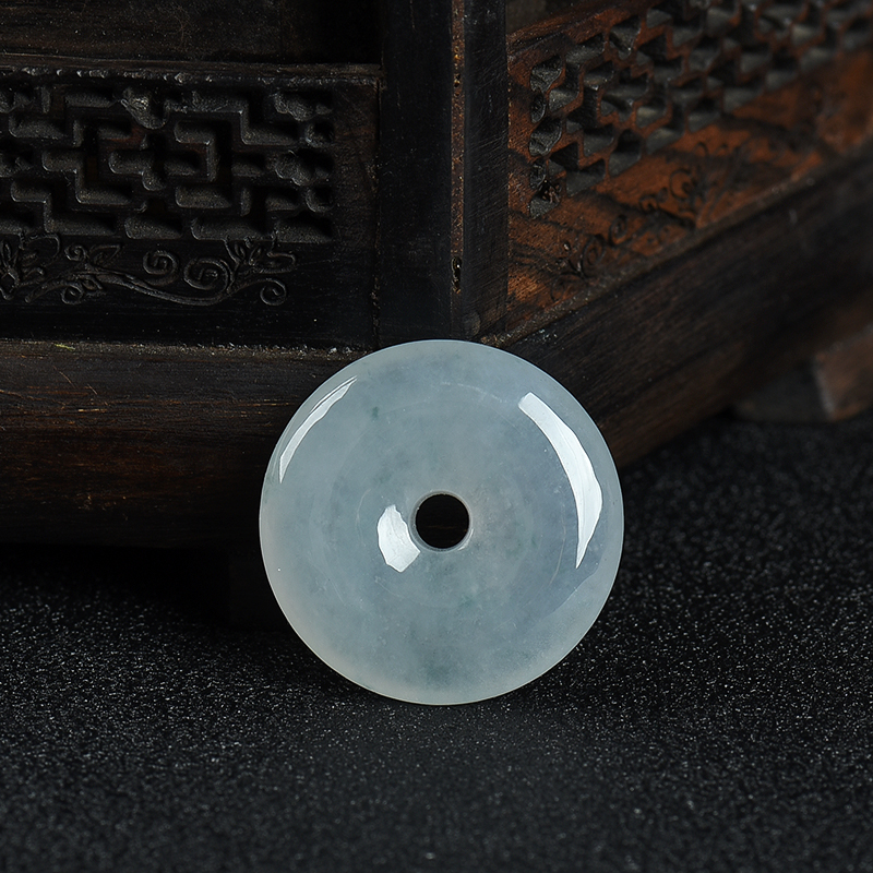 缅甸天然飘花翡翠平安扣吊坠-红掌柜