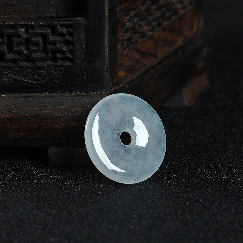 天然糯冰种飘花翡翠平安扣吊坠-红掌柜