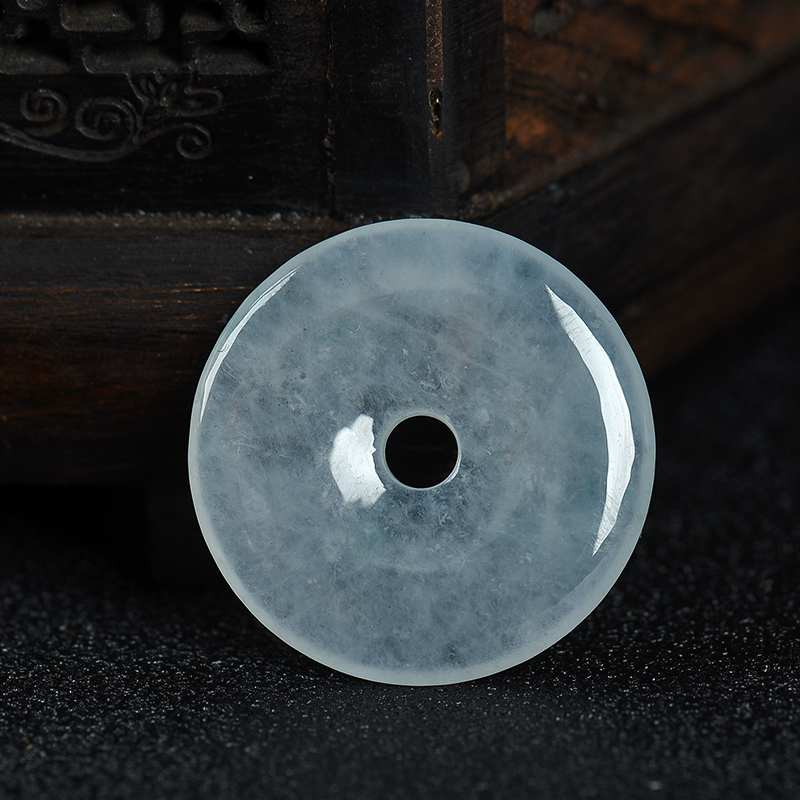 缅甸天然糯冰种飘花翡翠吊坠-红掌柜