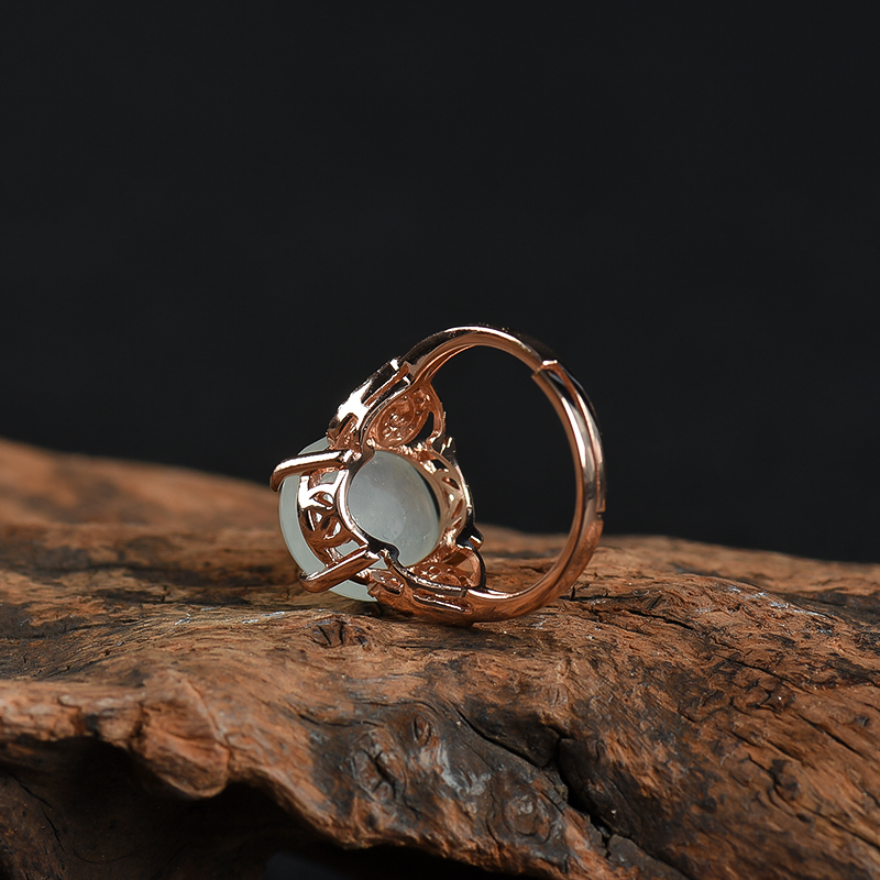 银镶天然糯冰种翡翠戒指-红掌柜