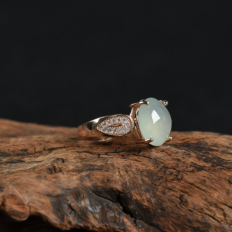 天然糯冰种翡翠戒指-红掌柜