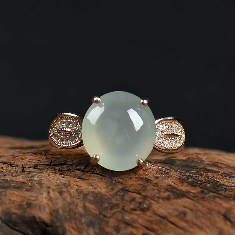 银镶翡翠戒指-红掌柜